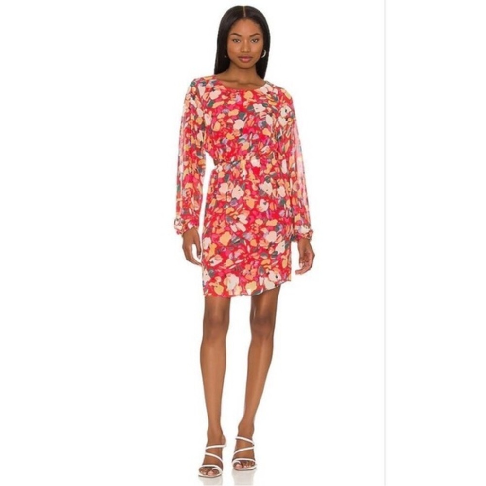 BCBGeneration NWT Med Floral Garden Print Long Sleeve Dress Cut Out Back Dress